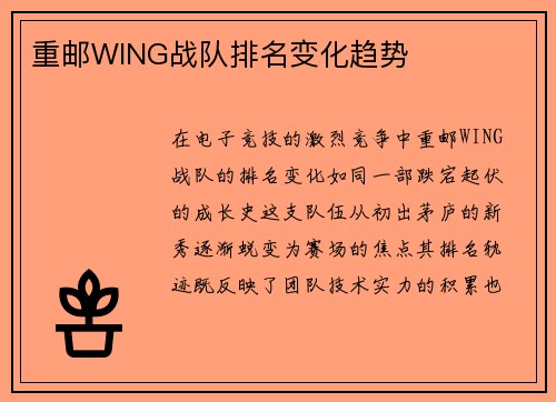 重邮WING战队排名变化趋势
